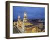 Cathedral at twilight, Plaza de Armas, elevated view, Arequipa, Peru, South America-Karol Kozlowski-Framed Photographic Print