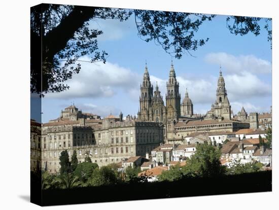 Cathedral from the Park, Santiago De Compostela, Unesco World Heritage Site, Galicia, Spain-Adam Woolfitt-Stretched Canvas