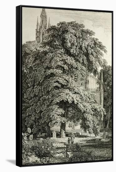 Cathedral Hidden Among Trees-Karl Friedrich Schinkel-Framed Stretched Canvas