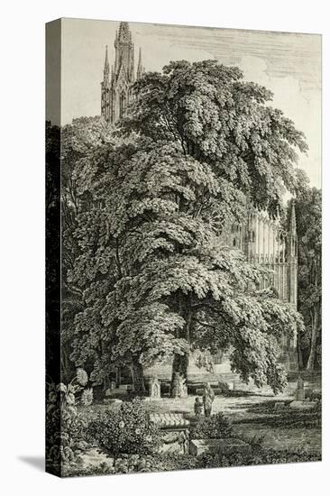Cathedral Hidden Among Trees-Karl Friedrich Schinkel-Stretched Canvas