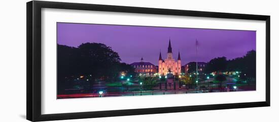 Cathedral in a city, St. Louis Cathedral, Jackson Square, French Quarter, New Orleans, Louisiana...-null-Framed Photographic Print