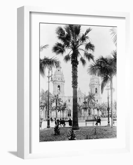 Cathedral in the Plaza de Armas in Peru Photograph - Lima, Peru-Lantern Press-Framed Art Print