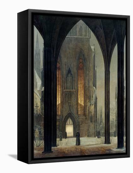 Cathedral in Winter, 1821-Ernst Ferdinand Oehme-Framed Stretched Canvas