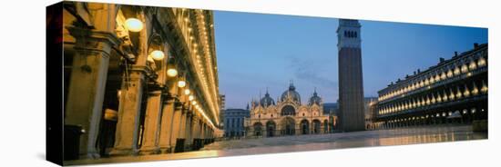 Cathedral Lit Up at Dusk, St. Mark's Cathedral, St. Mark's Square, Venice, Veneto, Italy-null-Stretched Canvas