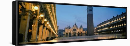 Cathedral Lit Up at Dusk, St. Mark's Cathedral, St. Mark's Square, Venice, Veneto, Italy-null-Framed Stretched Canvas