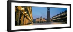 Cathedral Lit Up at Dusk, St. Mark's Cathedral, St. Mark's Square, Venice, Veneto, Italy-null-Framed Photographic Print