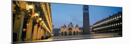 Cathedral Lit Up at Dusk, St. Mark's Cathedral, St. Mark's Square, Venice, Veneto, Italy-null-Mounted Photographic Print