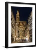 Cathedral Notre-Dame at night, Strasbourg, Alsace, Bas-Rhin Department, France, Europe-G&M Therin-Weise-Framed Photographic Print