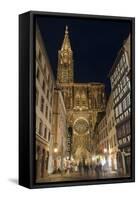 Cathedral Notre-Dame at night, Strasbourg, Alsace, Bas-Rhin Department, France, Europe-G&M Therin-Weise-Framed Stretched Canvas