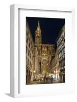 Cathedral Notre-Dame at night, Strasbourg, Alsace, Bas-Rhin Department, France, Europe-G&M Therin-Weise-Framed Photographic Print