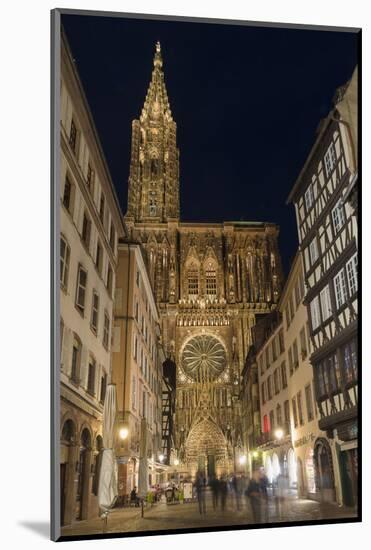 Cathedral Notre-Dame at night, Strasbourg, Alsace, Bas-Rhin Department, France, Europe-G&M Therin-Weise-Mounted Photographic Print