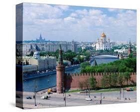 Cathedral of Christ the Saviour and Kremlin Wall, Moscow, Russia-null-Stretched Canvas