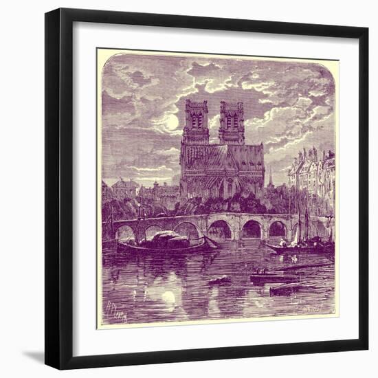 Cathedral of Notre Dame, Illustration from 'French Pictures' by Samuel Green, Published 1878-Richard Principal Leitch-Framed Giclee Print