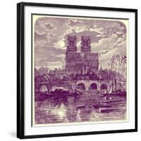 Cathedral of Notre Dame, Illustration from 'French Pictures' by Samuel Green, Published 1878-Richard Principal Leitch-Framed Premium Giclee Print