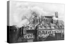 Cathedral of Reims on Fire from German Shelling, France, 1914-null-Stretched Canvas