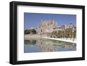 Cathedral of Santa Maria of Palma (La Seu) and Almudaina Palace at Parc De La Mar-Markus Lange-Framed Photographic Print