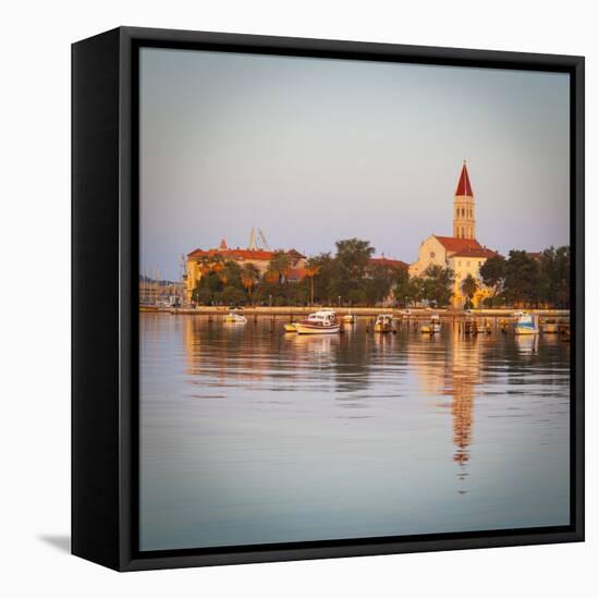 Cathedral of St. Lawrence Illuminated at Sunrise, Stari Grad (Old Town), Trogir, Dalmatia, Croatia-Doug Pearson-Framed Stretched Canvas