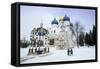 Cathedral of the Assumption in Winter Snow, Sergiev Posad, Moscow Area-Gavin Hellier-Framed Stretched Canvas