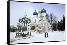 Cathedral of the Assumption in Winter Snow, Sergiev Posad, Moscow Area-Gavin Hellier-Framed Stretched Canvas