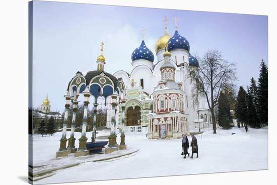 Cathedral of the Assumption in Winter Snow, Sergiev Posad, Moscow Area-Gavin Hellier-Stretched Canvas