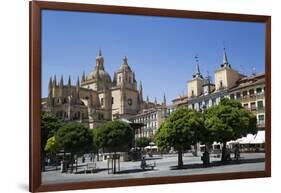 Cathedral on left and Town Hall on right, Plaza Mayor, Segovia, UNESCO World Heritage Site, Spain-Richard Maschmeyer-Framed Photographic Print