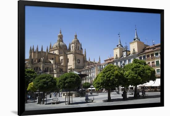 Cathedral on left and Town Hall on right, Plaza Mayor, Segovia, UNESCO World Heritage Site, Spain-Richard Maschmeyer-Framed Photographic Print