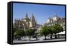 Cathedral on left and Town Hall on right, Plaza Mayor, Segovia, UNESCO World Heritage Site, Spain-Richard Maschmeyer-Framed Stretched Canvas