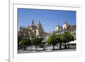 Cathedral on left and Town Hall on right, Plaza Mayor, Segovia, UNESCO World Heritage Site, Spain-Richard Maschmeyer-Framed Photographic Print