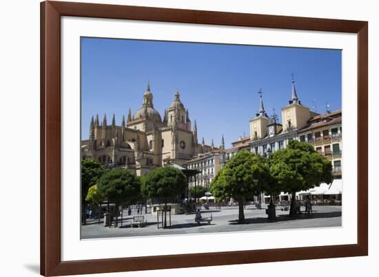 Cathedral on left and Town Hall on right, Plaza Mayor, Segovia, UNESCO World Heritage Site, Spain-Richard Maschmeyer-Framed Photographic Print