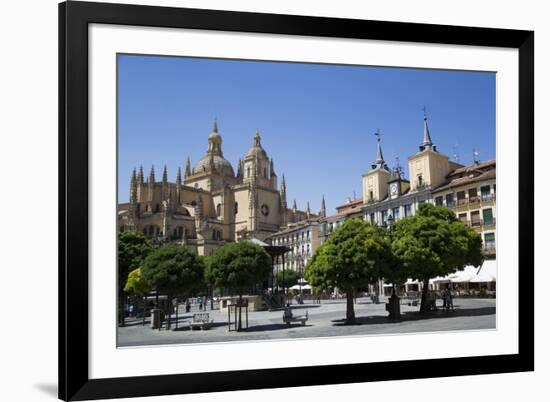 Cathedral on left and Town Hall on right, Plaza Mayor, Segovia, UNESCO World Heritage Site, Spain-Richard Maschmeyer-Framed Photographic Print