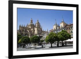 Cathedral on left and Town Hall on right, Plaza Mayor, Segovia, UNESCO World Heritage Site, Spain-Richard Maschmeyer-Framed Photographic Print