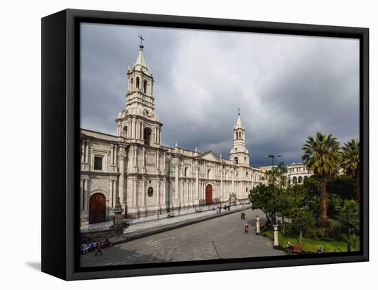 Cathedral, Plaza de Armas, elevated view, Arequipa, Peru, South America-Karol Kozlowski-Framed Stretched Canvas