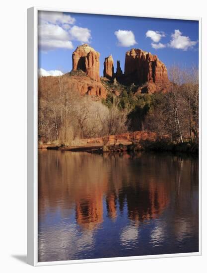 Cathedral Rock and Reflections at Sunset: Red Rock Crossing, Sedona, Arizona, USA-Michel Hersen-Framed Photographic Print