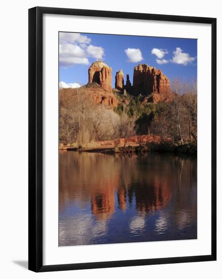 Cathedral Rock and Reflections at Sunset: Red Rock Crossing, Sedona, Arizona, USA-Michel Hersen-Framed Photographic Print
