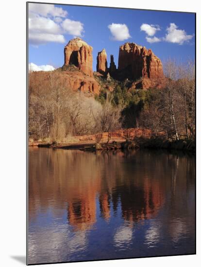 Cathedral Rock and Reflections at Sunset: Red Rock Crossing, Sedona, Arizona, USA-Michel Hersen-Mounted Photographic Print