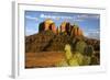 Cathedral Rock at Sunset, Prickly Pear Cactus, Sedona, Arizona, Usa-Michel Hersen-Framed Photographic Print