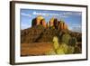 Cathedral Rock at Sunset, Prickly Pear Cactus, Sedona, Arizona, Usa-Michel Hersen-Framed Photographic Print