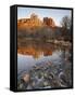 Cathedral Rock Reflected in Oak Creek, Crescent Moon Picnic Area, Coconino National Forest, Arizona-James Hager-Framed Stretched Canvas