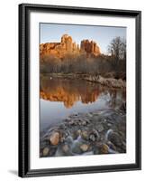 Cathedral Rock Reflected in Oak Creek, Crescent Moon Picnic Area, Coconino National Forest, Arizona-James Hager-Framed Photographic Print