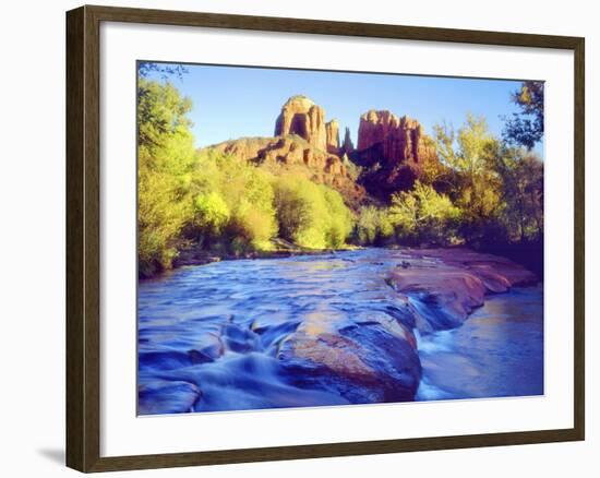 Cathedral Rock Reflecting on Oak Creek, Sedona, Arizona, USA-Christopher Talbot Frank-Framed Photographic Print