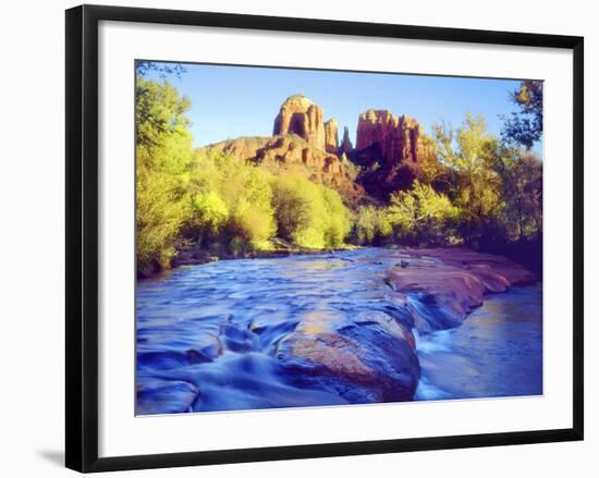 Cathedral Rock Reflecting on Oak Creek, Sedona, Arizona, USA-Christopher Talbot Frank-Framed Photographic Print