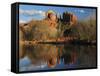 Cathedral Rock Reflections at Sunset, Red Rock Crossing, Sedona, Arizona, USA-Michel Hersen-Framed Stretched Canvas