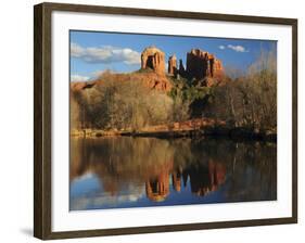 Cathedral Rock Reflections at Sunset, Red Rock Crossing, Sedona, Arizona, USA-Michel Hersen-Framed Photographic Print