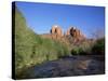 Cathedral Rock Towering Above Oak Creek, in Evening Light, Sedona, Arizona, USA-Ruth Tomlinson-Stretched Canvas