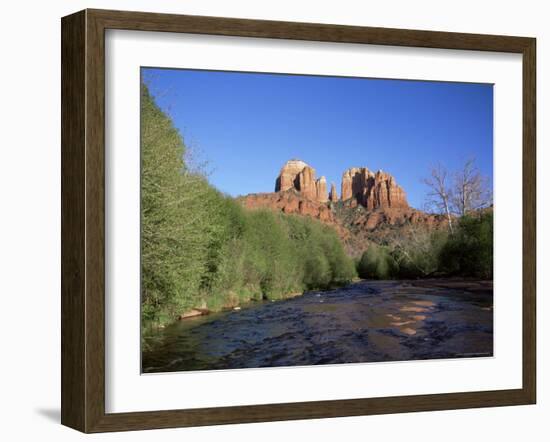 Cathedral Rock Towering Above Oak Creek, in Evening Light, Sedona, Arizona, USA-Ruth Tomlinson-Framed Photographic Print