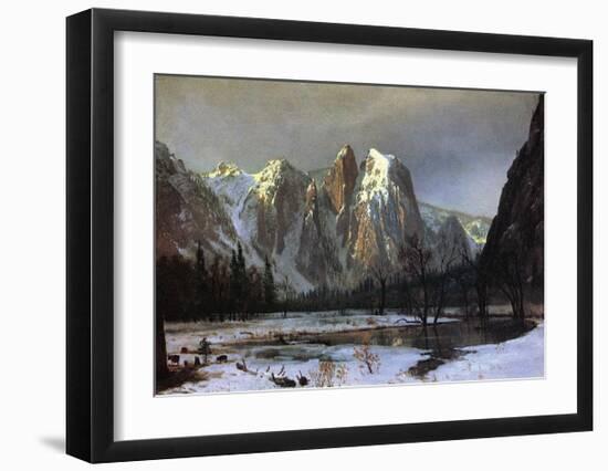 Cathedral Rock Yosemite-Albert Bierstadt-Framed Art Print