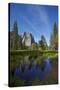 Cathedral Rocks and Pond in Yosemite Valley, Yosemite NP, California-David Wall-Stretched Canvas