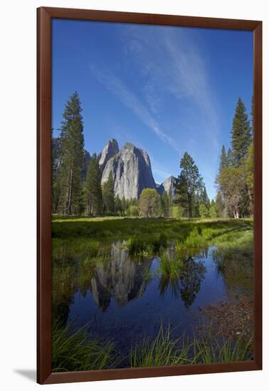 Cathedral Rocks and Pond in Yosemite Valley, Yosemite NP, California-David Wall-Framed Photographic Print