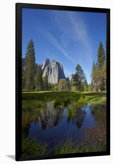 Cathedral Rocks and Pond in Yosemite Valley, Yosemite NP, California-David Wall-Framed Photographic Print