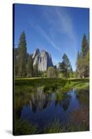 Cathedral Rocks and Pond in Yosemite Valley, Yosemite NP, California-David Wall-Stretched Canvas